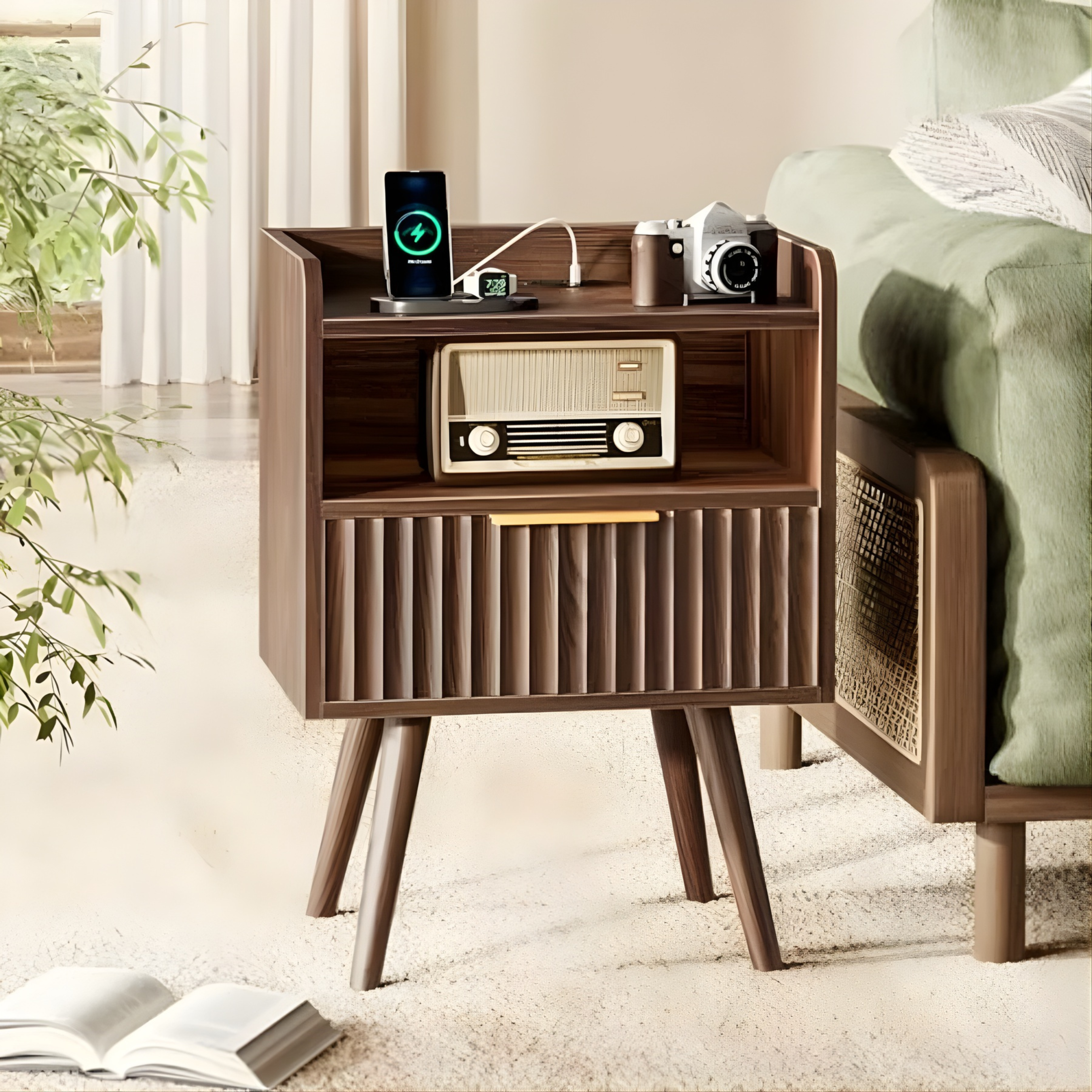 Modern Nightstand with Charging Station