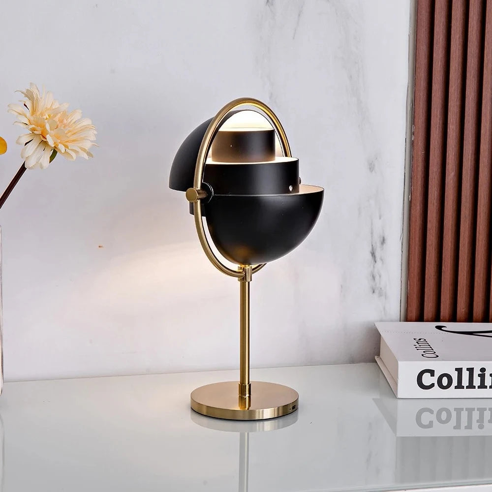Modern Brass Dome Table Lamp - Black