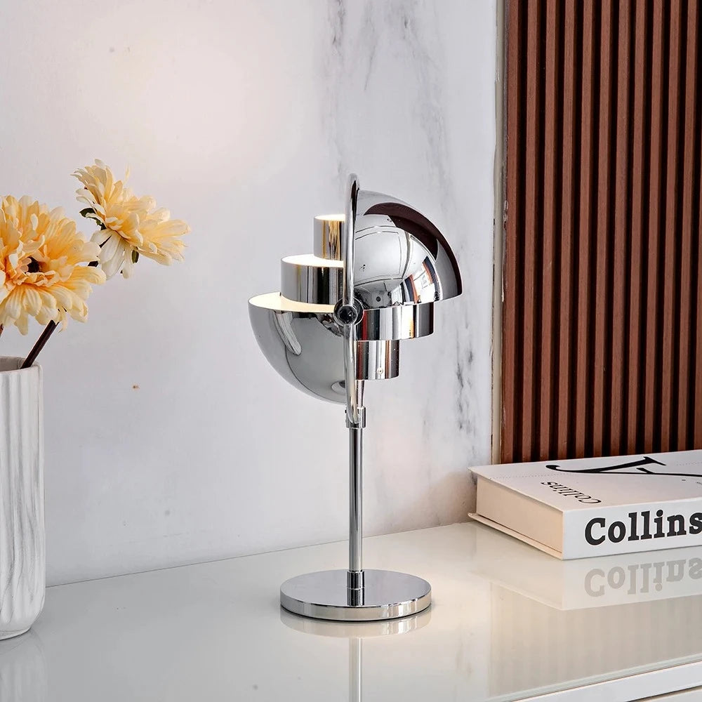 Modern Brass Dome Table Lamp - Chrome