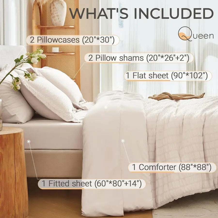 Neutral Textured Queen Comforter Set