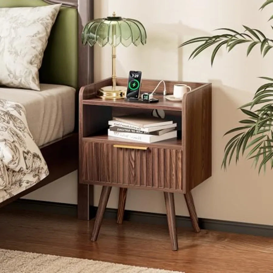 Modern Nightstand with Charging Station
