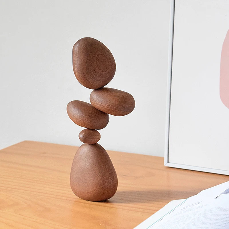 Stacked Wood Balance Sculpture