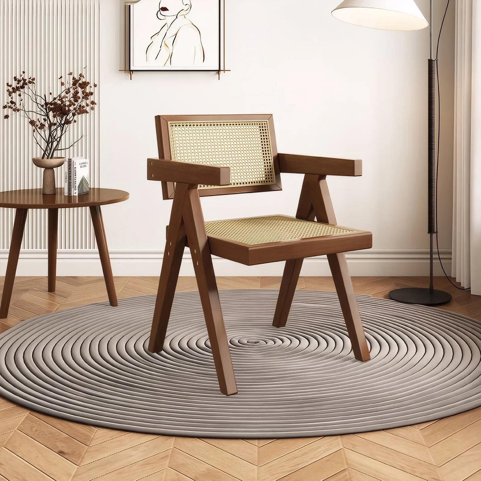 Mid-Century Wooden Lounge Chair Set