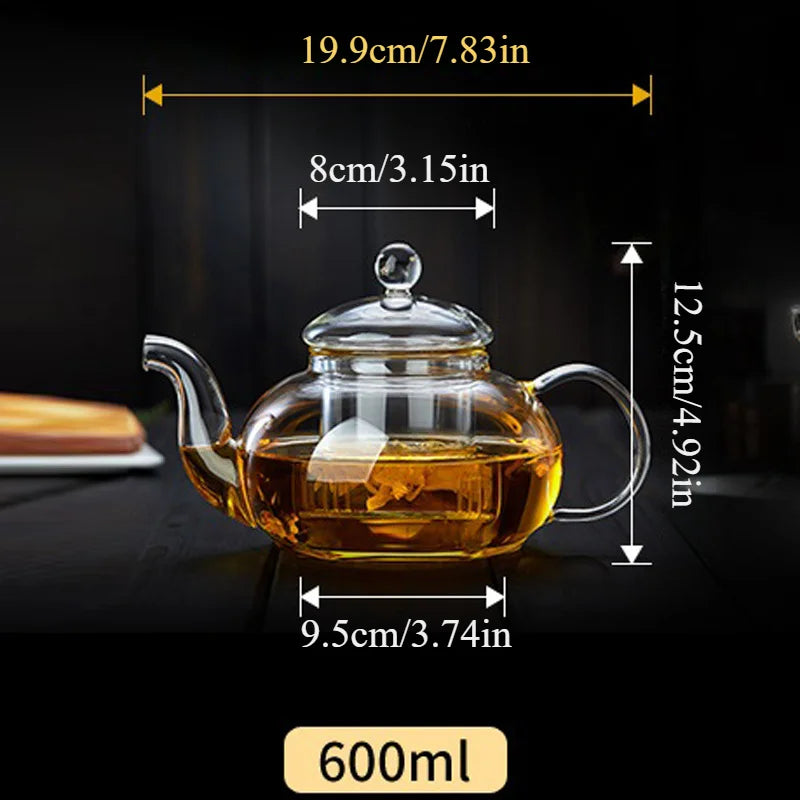 Clear Glass Teapot with Infuser - 600ml