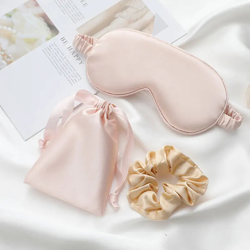 Silk Sleep Mask Set - Champagne Pink