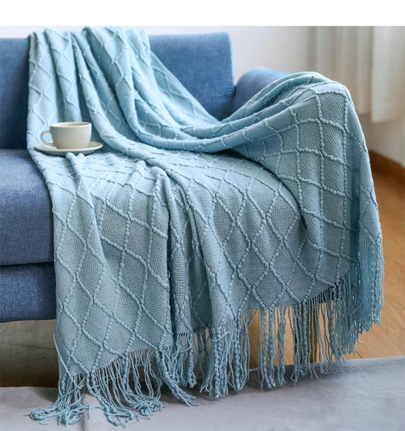 Textured Luxury Throw - diamond light blue / 130x230cm