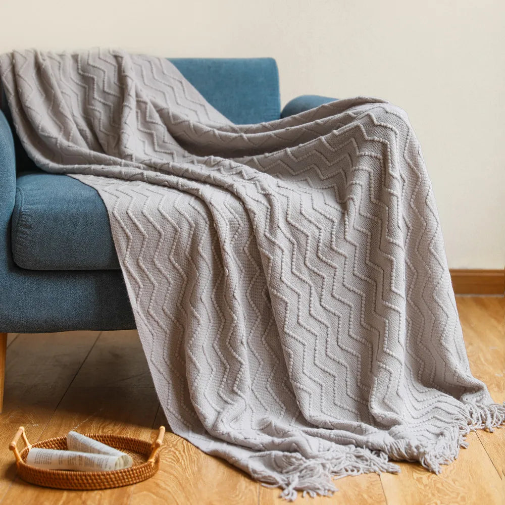 Textured Luxury Throw - big wave khaki / 127x180cm