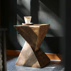 Geometric Wooden Side Table