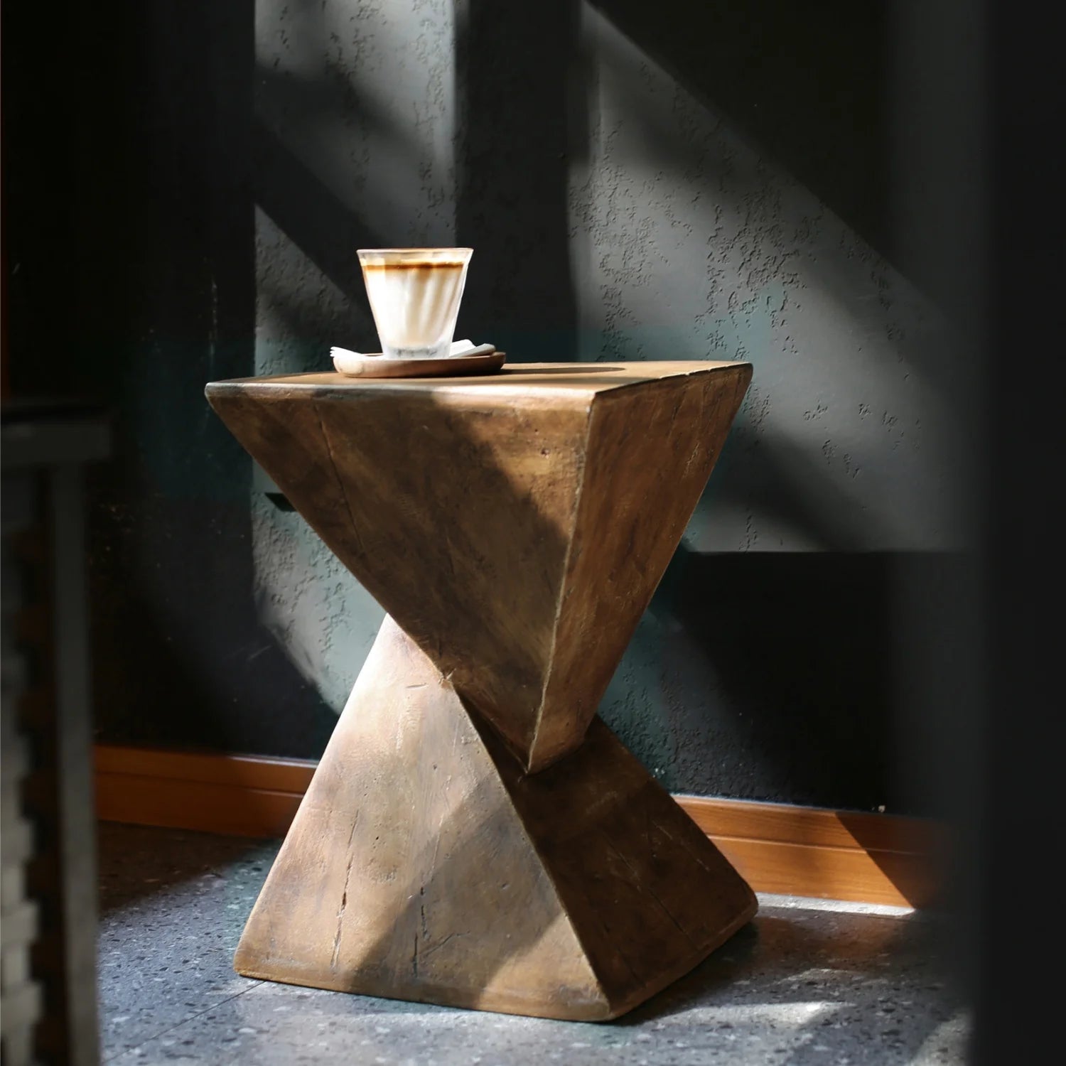 Geometric Wooden Side Table
