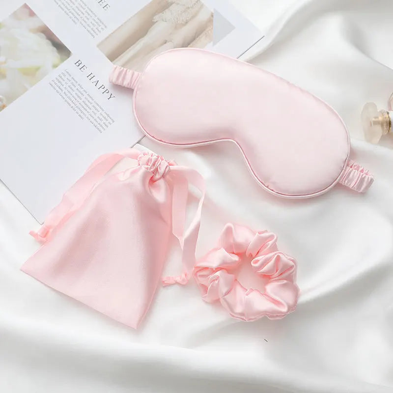 Silk Sleep Mask Set - Pink