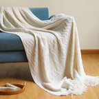 Textured Luxury Throw - big wave cream white / 130x230cm