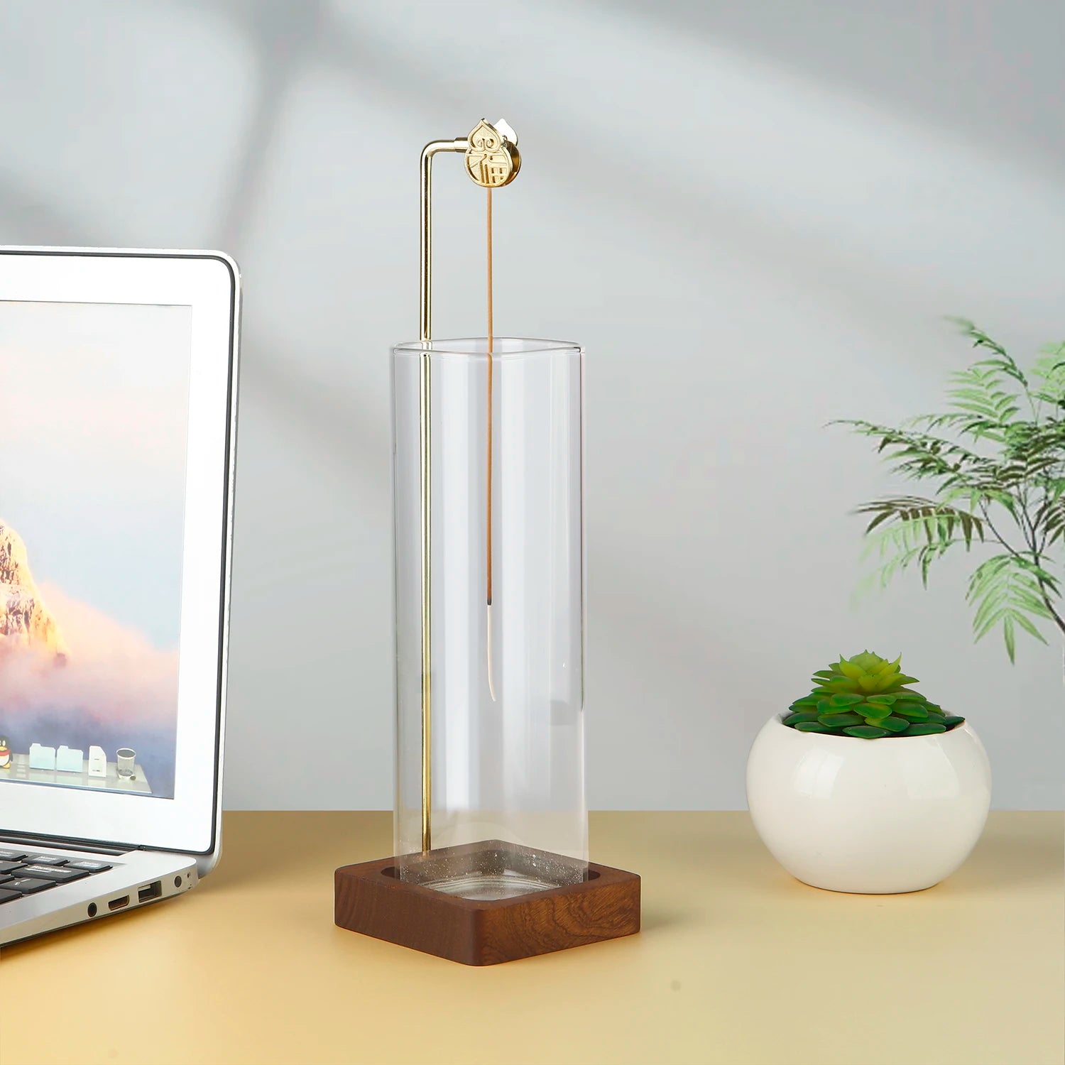 Glass Cylinder Incense Burner Stand